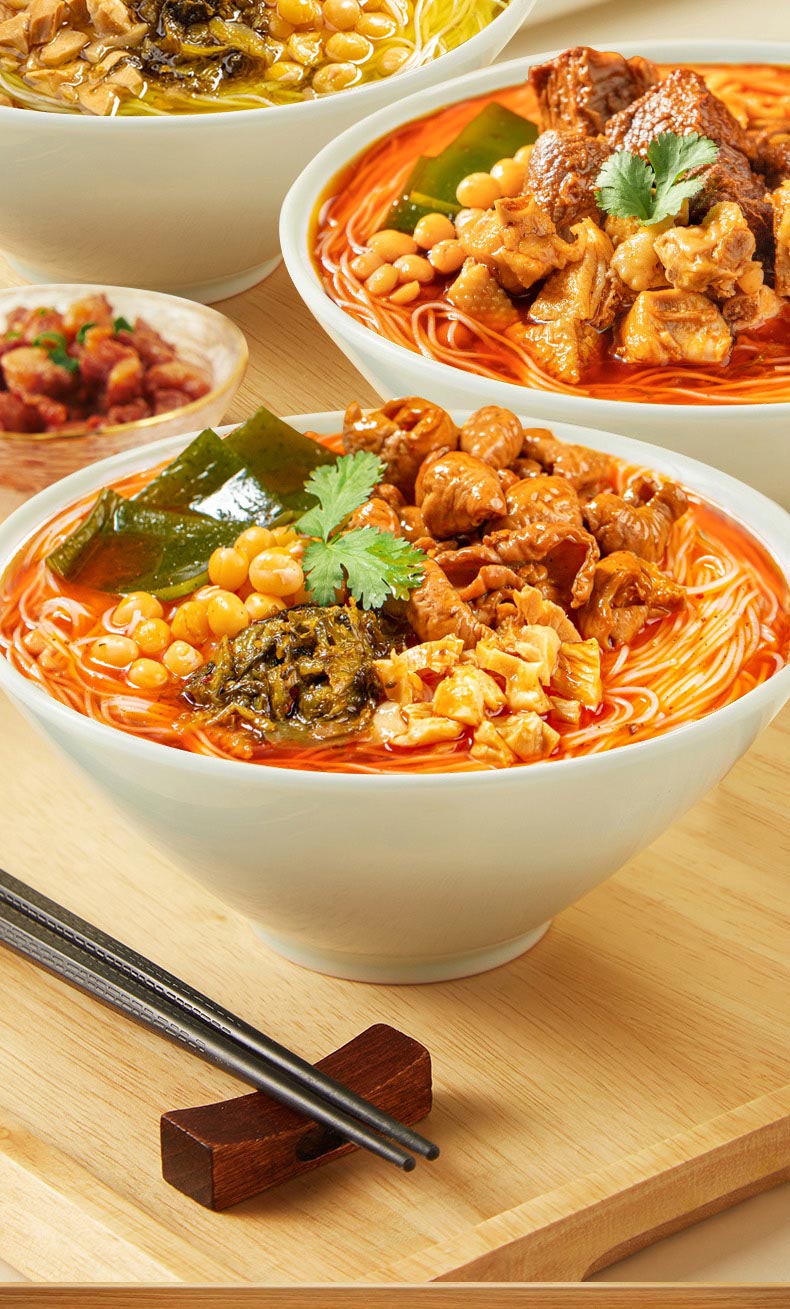 四川老开元绵阳米粉340g3袋装牛肉肥肠鸡肉香菇笋子对浇米粉米线340g3