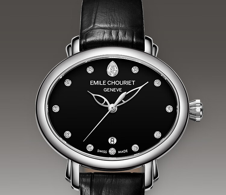 新年礼物艾米龙emilechouriet瑞士手表新明珠系列黑玛瑙钻石机械表女