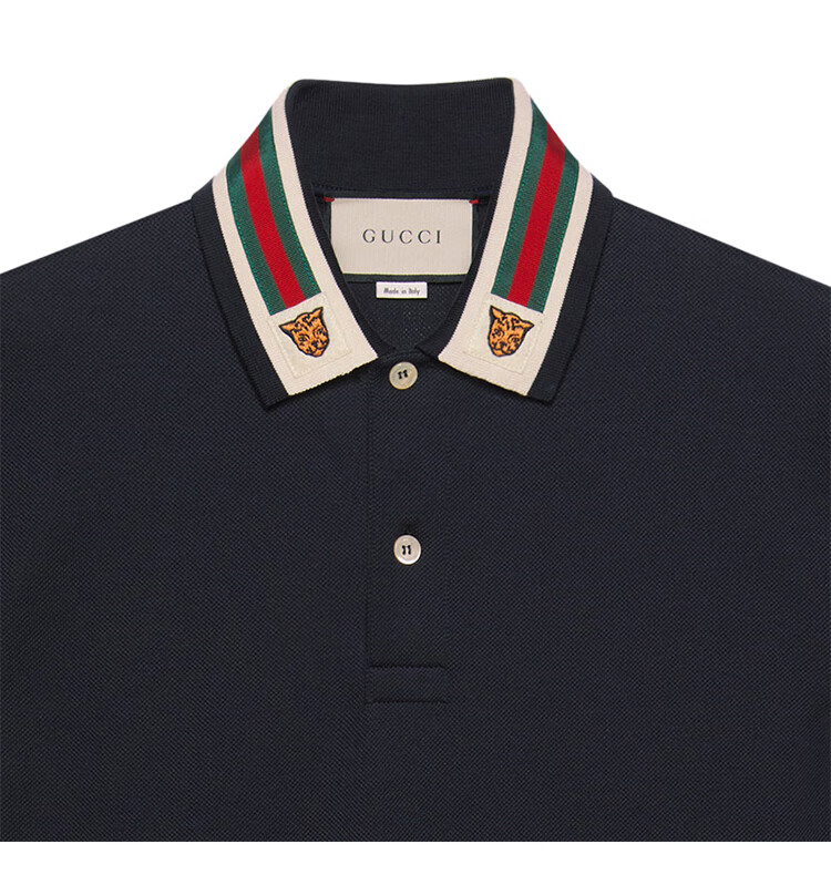 gucci 古驰男装 男士条纹织带虎头polo衫短袖t恤 商务休闲polo短袖 深