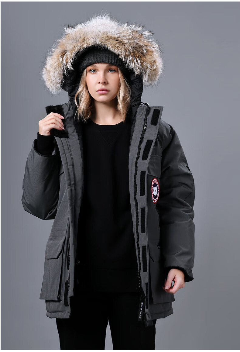 高品质大毛领鹅羽绒服女中长款远征冬季派克服情侣男女2022保暖连帽中