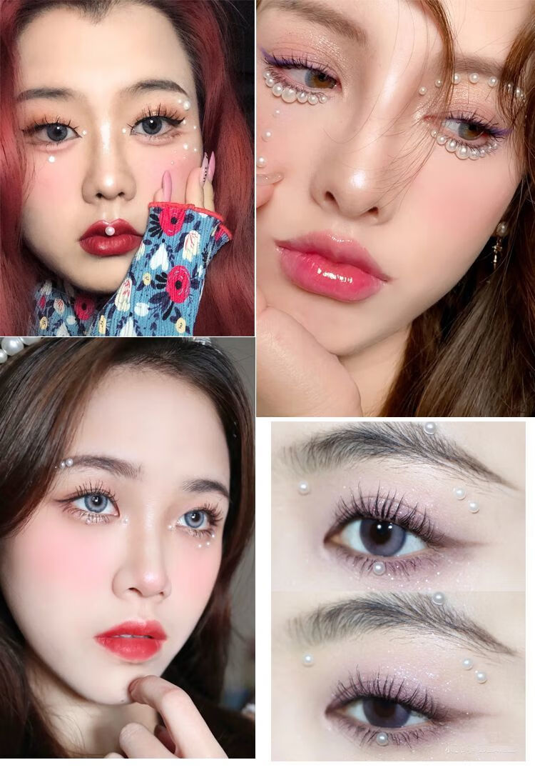 网红泪钻眼妆贴亮钻眼角小贴钻珍珠贴闪钻眼部落泪妆舞台化妆装饰星月