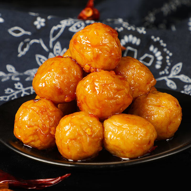 40枚68渔米之湘鱼即食鱼丸装休闲零食麻辣小吃买20包配20包共80枚麻辣