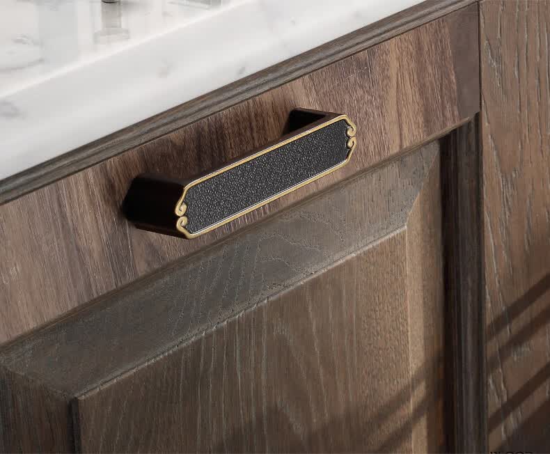 新中式拉手柜门把手实木衣柜子橱柜门拉手黑色单孔仿古家具五金6588黑