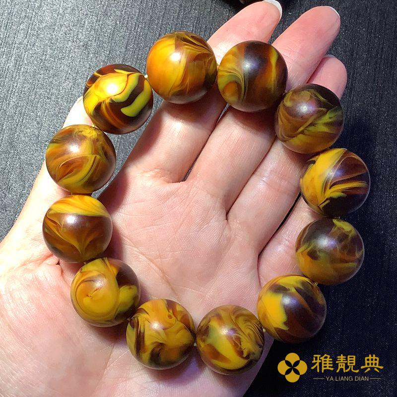 雅靓典京选好店龙延香灰琥珀手串男女生士蜜蜡圆珠情侣手链转运原创