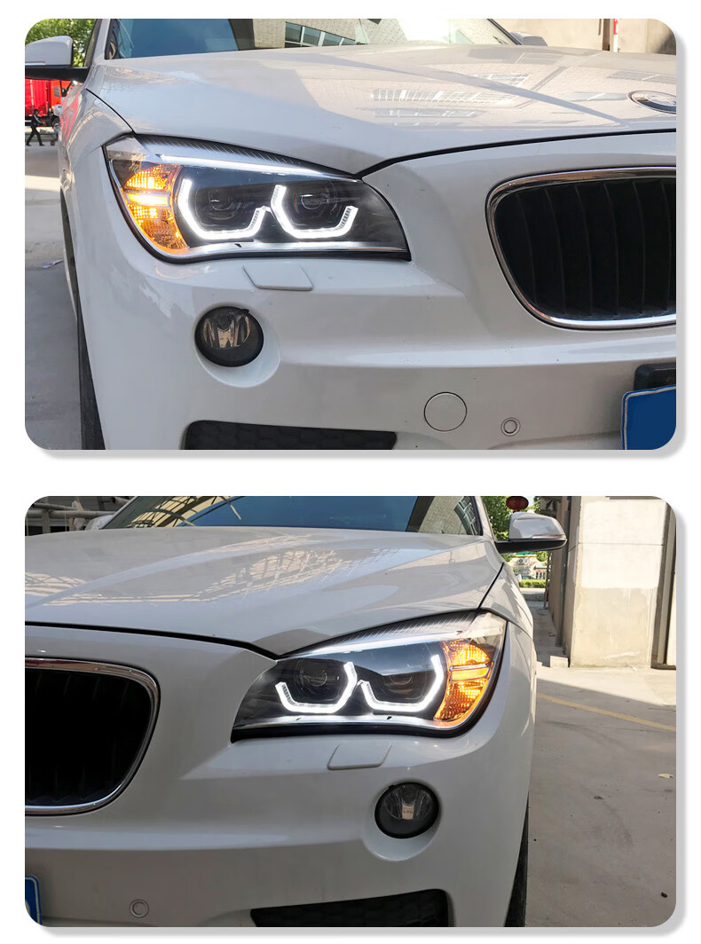 宝马x1大灯总成1015款宝马老x1改装透镜led天使眼日行灯激光大灯1015