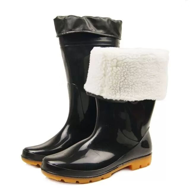 特大码内胆雨鞋棉套冬季羊羔绒保暖舒适可拆卸高筒中筒大码雨鞋套915