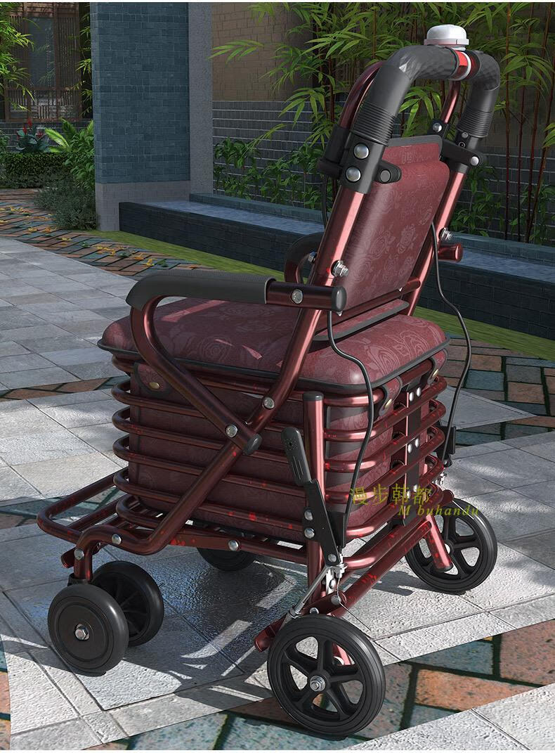 能坐人的拉菜车老人手推车折叠代步买菜小推车助力可坐老年人坐的能推