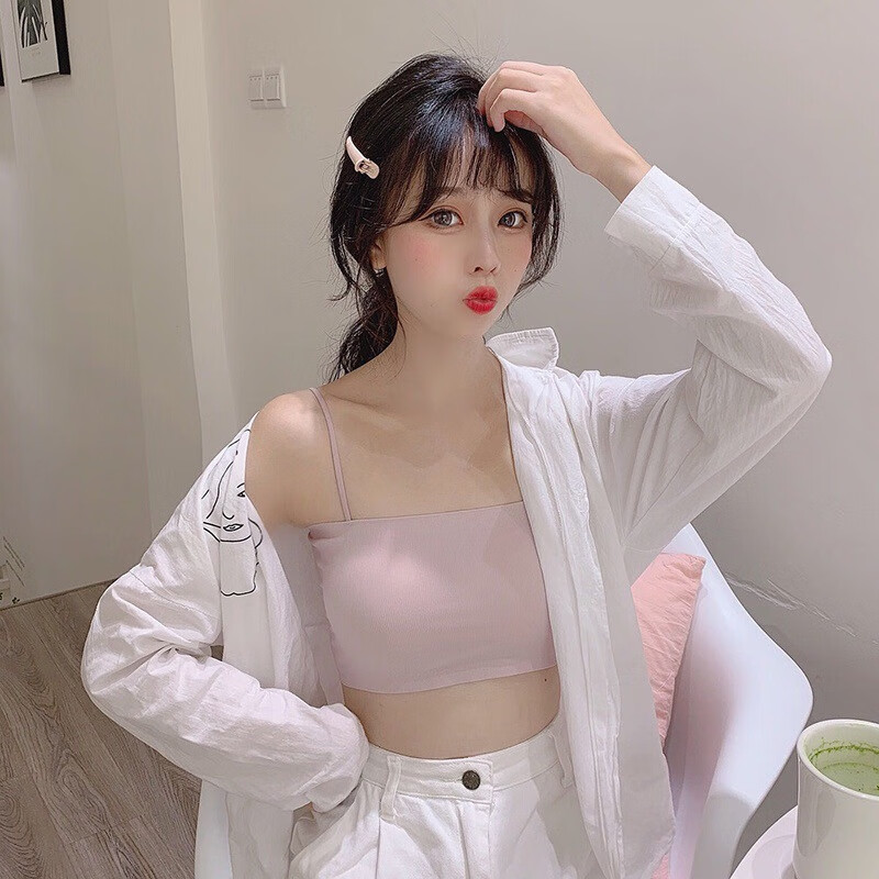 无痕冰丝性感美背无钢圈聚拢裹胸无缝吊带防走光一字少女抹胸内衣auku