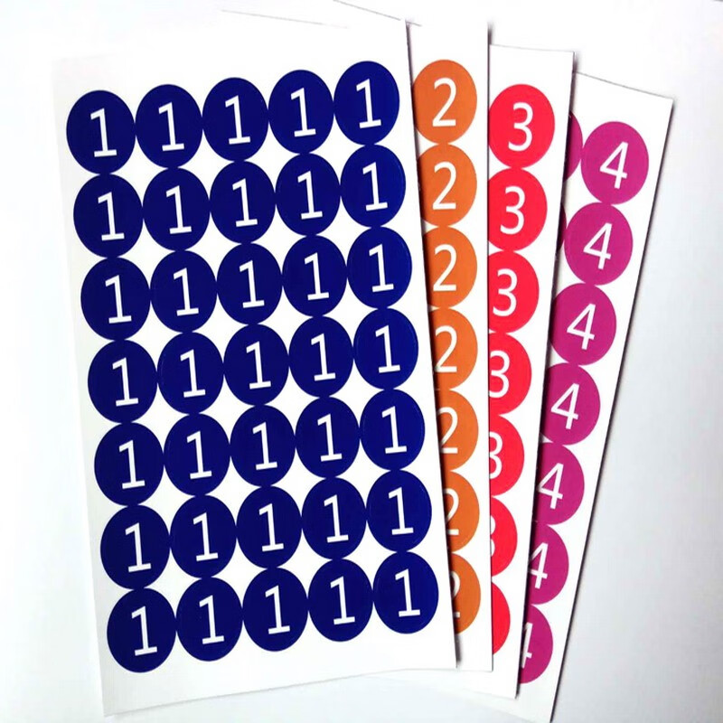 小号8mm数字不干胶标签纸彩色圆形号码贴纸4cm130贴备注颜色数字如图