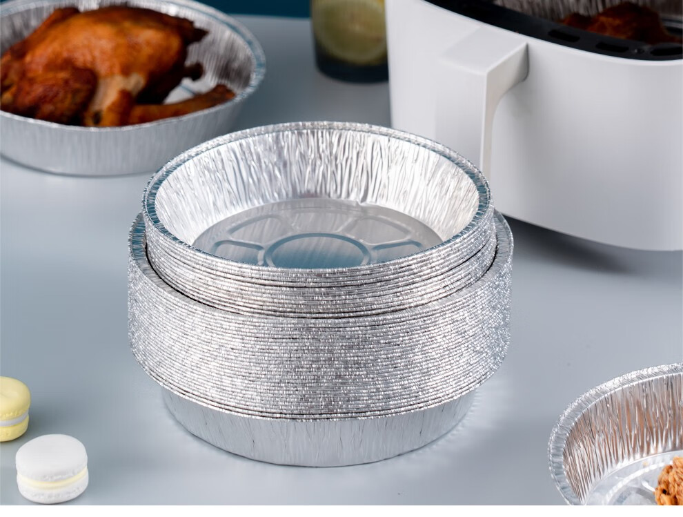 左一仁空气炸锅专用锡纸盘家用圆形食物烘焙烧烤吸油纸垫碗锡箔纸托 7