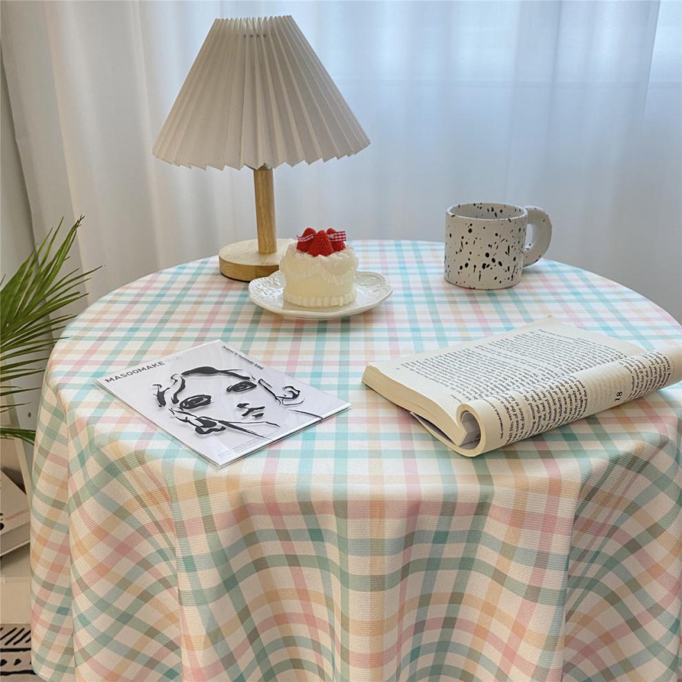 uhfr生态家居同款生态家居同款网红风格子碎花桌布绒布少女学生书桌布