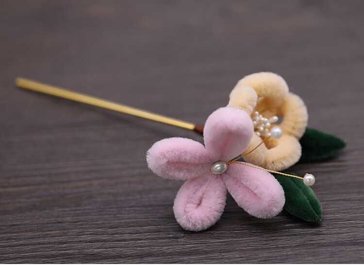 美芙仁渐变仿绒花diy材料包手工古风汉服肥啾发饰发簪子u钗发梳饰品