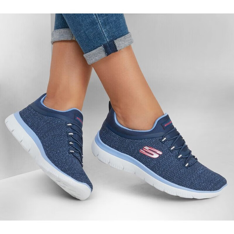 skechers斯凯奇女鞋一脚蹬轻质单鞋织物透气运动鞋休闲鞋149537black