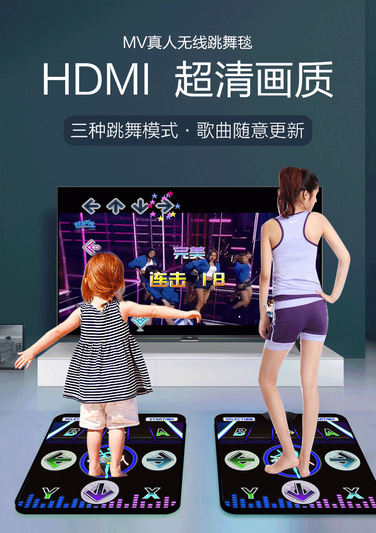 2022跳舞机体感双人ar组合无线跳舞毯电视电脑两用跳舞机跑步家用游戏