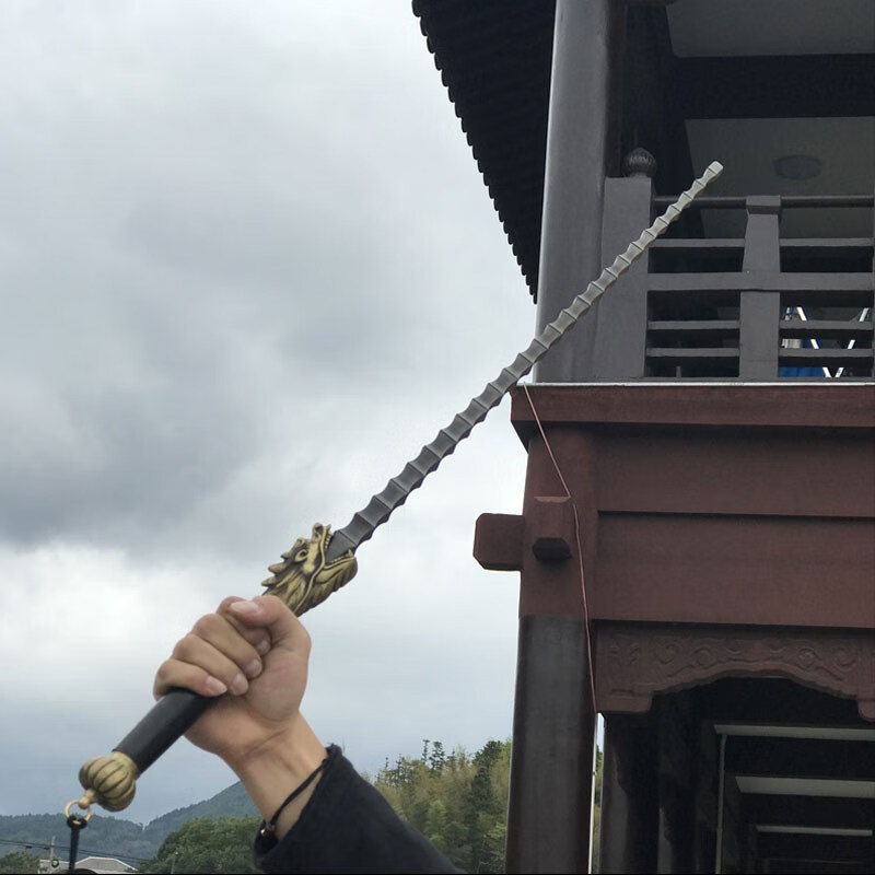 定制花纹钢打神鞭龙泉一体双锏 双鞭 秦琼钢鞭铜龙头实心实心鞭 款式