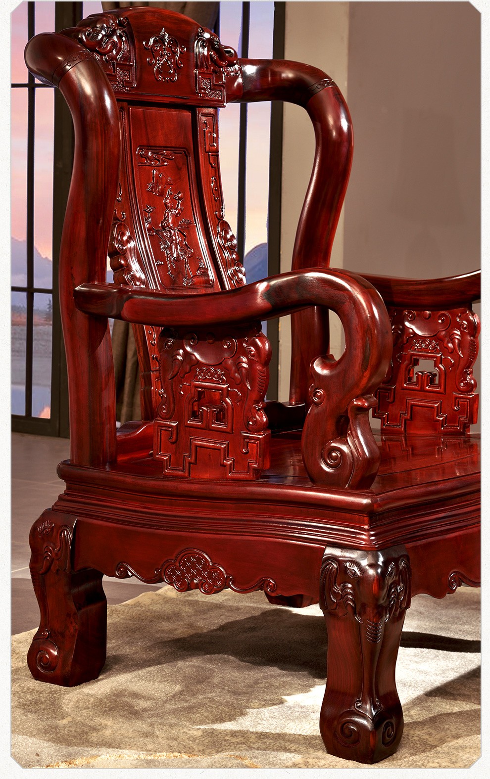 黑铁木豆)沙发 实木沙发如意象头客厅沙发组合现代新中式明清家具