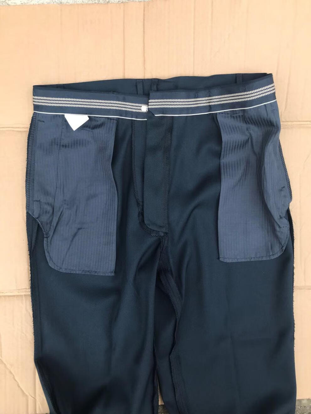 全新海军蓝毛哔叽冬裤斜纹加厚马裤呢仿毛裤中老年军迷休闲裤带屁兜款