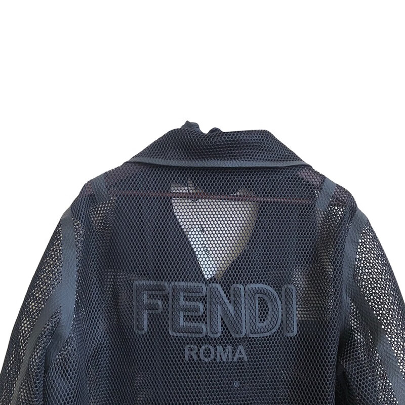 fendi芬迪黑色织物男士风衣bi礼物黑色48