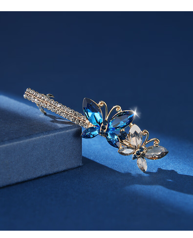 张太太蝴蝶发夹头饰侧边发卡发饰后脑勺半扎发弹簧夹新款主图色