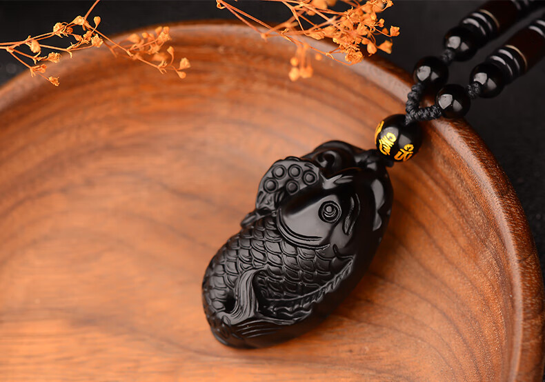 黑曜石文昌鱼吊坠学生状元笔项链金榜题名挂件黑曜石文昌鱼钥匙扣