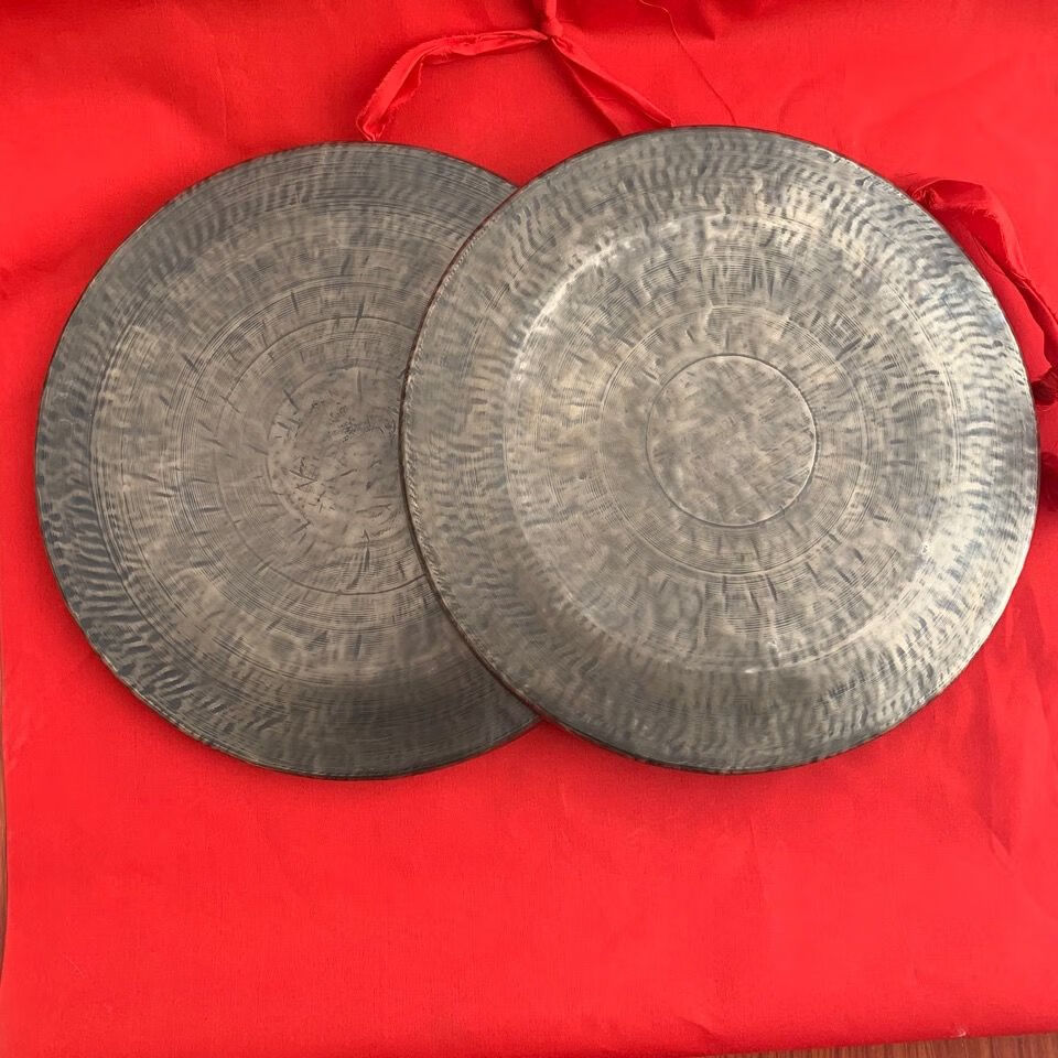 36cm纯手工青铜开道锣水陆道场手抄锣螺纹响铜锣低音锣直边凸底锣