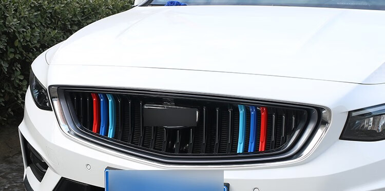 适用于吉俐星瑞l帝豪s汽车改装三色中网电镀彩条远景x3pro前脸格栅