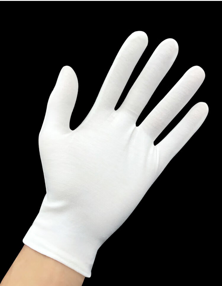 束鹿牛白手套礼仪文玩加厚耐磨防滑劳保工业工作薄款棉线手套6号加厚