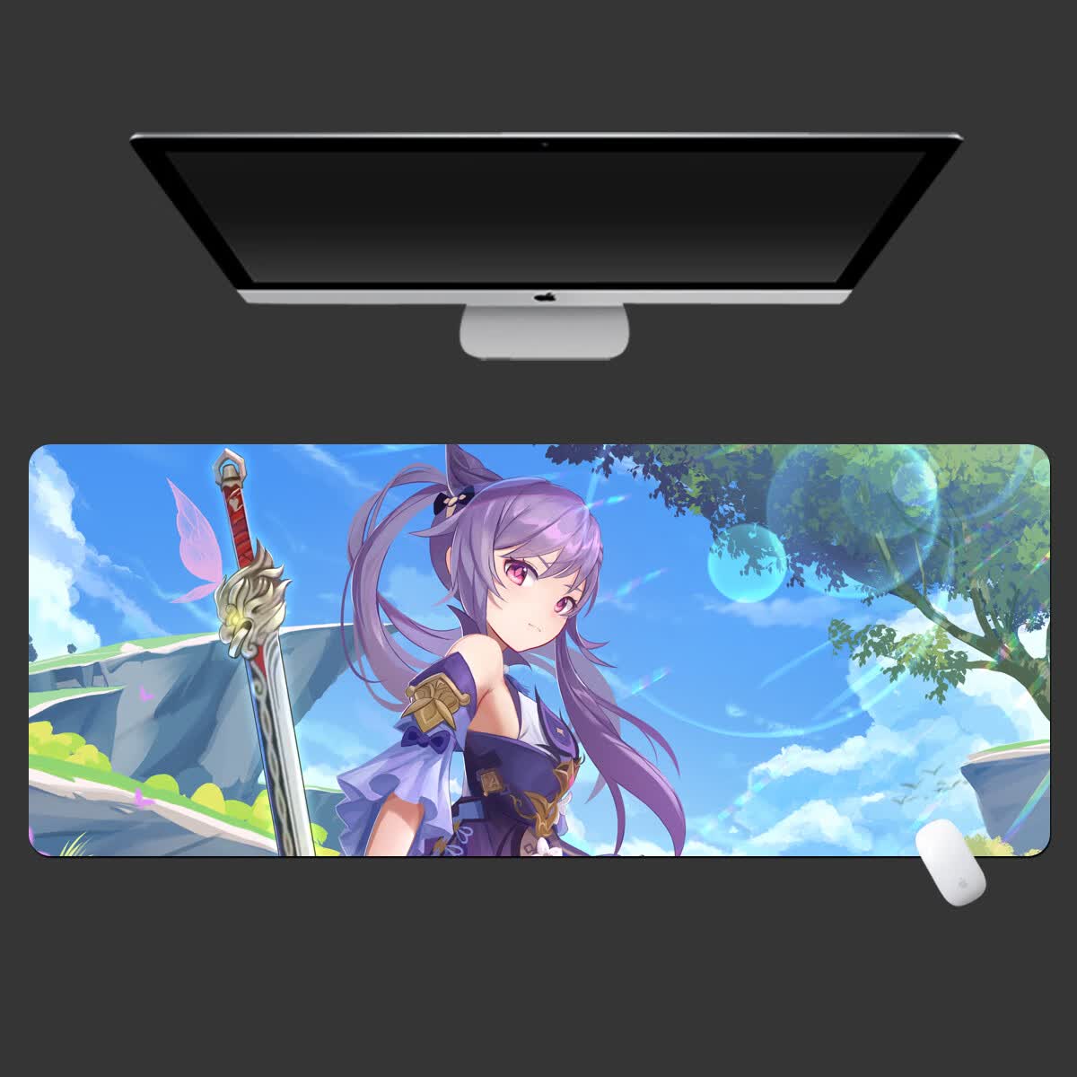 zanyang原神鼠标垫主题超大刻晴甘雨胡桃男生电脑键盘桌垫定制二次元