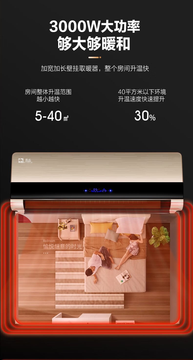 骆驼牌暖风机骆驼取暖器浴室暖风机家用防水节能省电暖气卫生间壁挂式