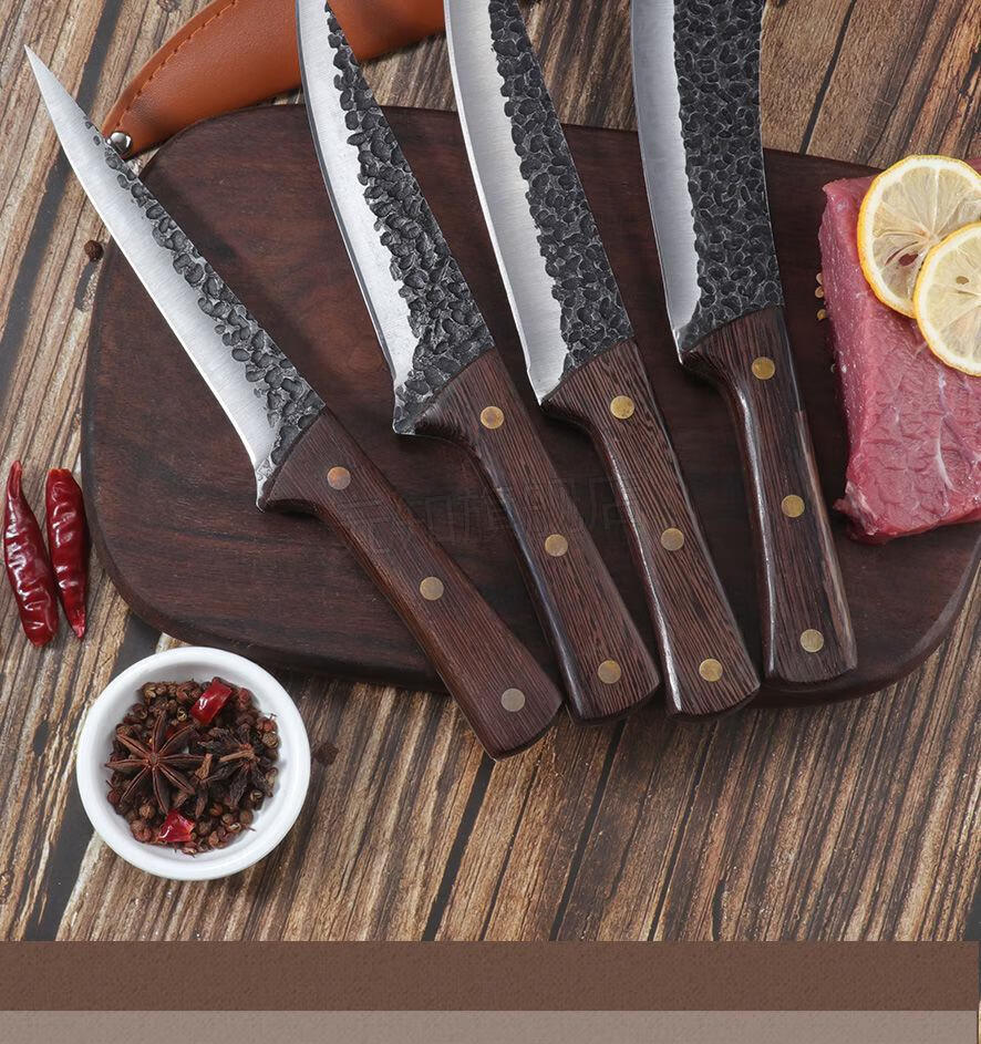 剃骨刀 剔骨切肉屠宰专用菜套装厨房套杀猪具全套屠夫 花梨木柄锻打