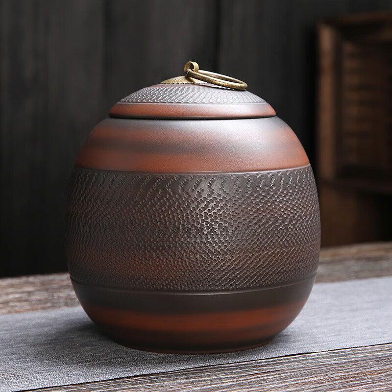 建水紫陶茶罐茶罐大号建水紫陶茶叶罐陶瓷储茶罐大号茶仓紫砂泥普洱大