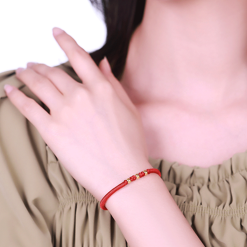 pandakoko足金黄金金豆豆金珠手串送礼物s00830s01451s01452s01453