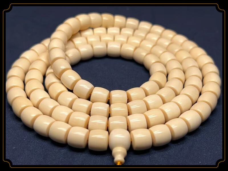 猛犸象牙满纹冰料直切手串10x9佛珠男女款血料原色精品手链 猛犸象牙