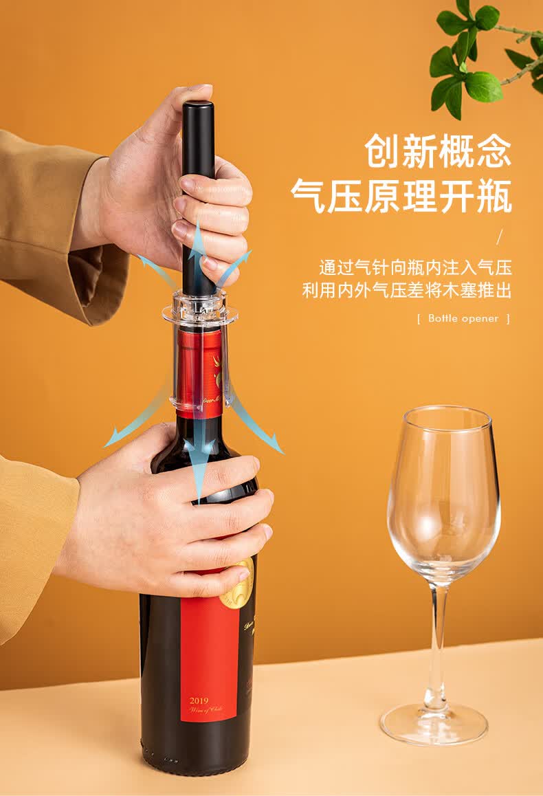 逸居客 【4件套】红酒开瓶器套装气压式开酒器起瓶抽真空红酒塞倒酒器