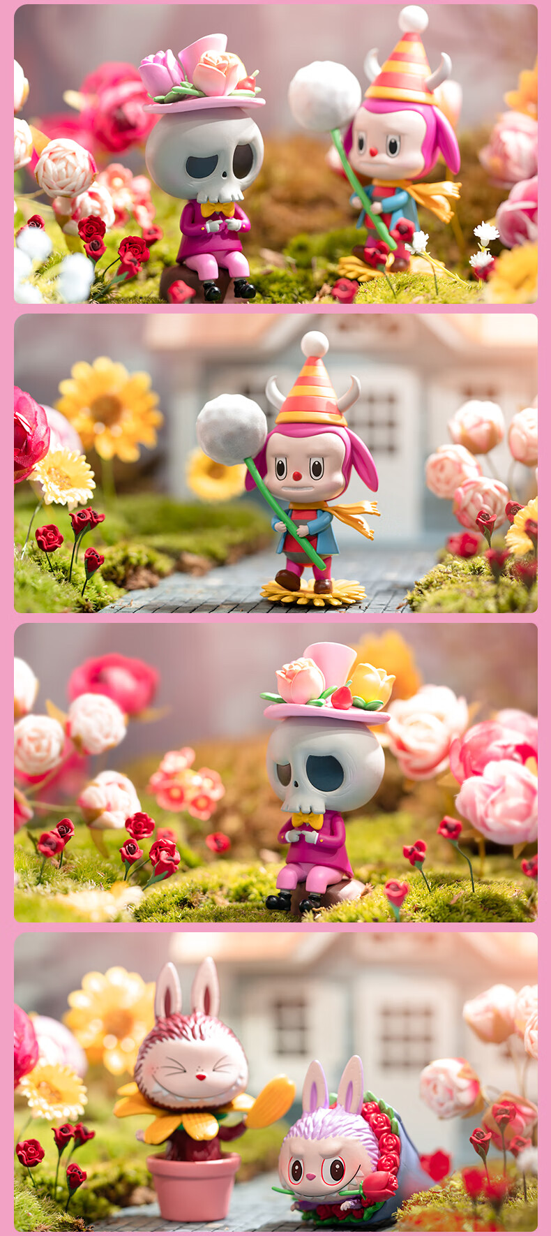 拉布布盲盒labubu花之精灵系列拉布布盲盒摆件潮流玩具玫瑰花tycoco
