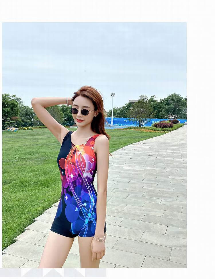 迦南歌基女士泳衣衣女显瘦遮肚连体平角保守运动新款训练竟速夏季大码