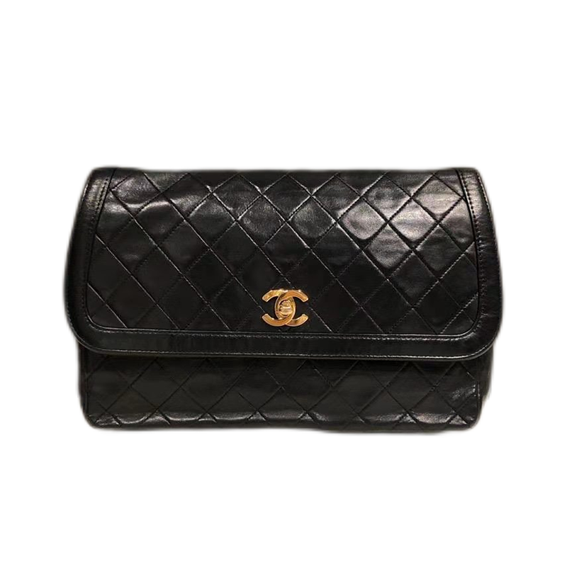 二手99新chanel香奈儿女包chanel小香风黑金菱格女士时尚链条单肩包97