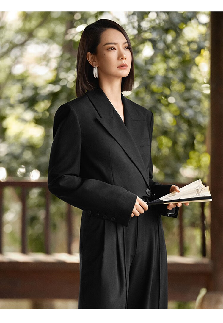 戚薇同款edition短款西装外套女2022春季新款设计感小众系带黑色小