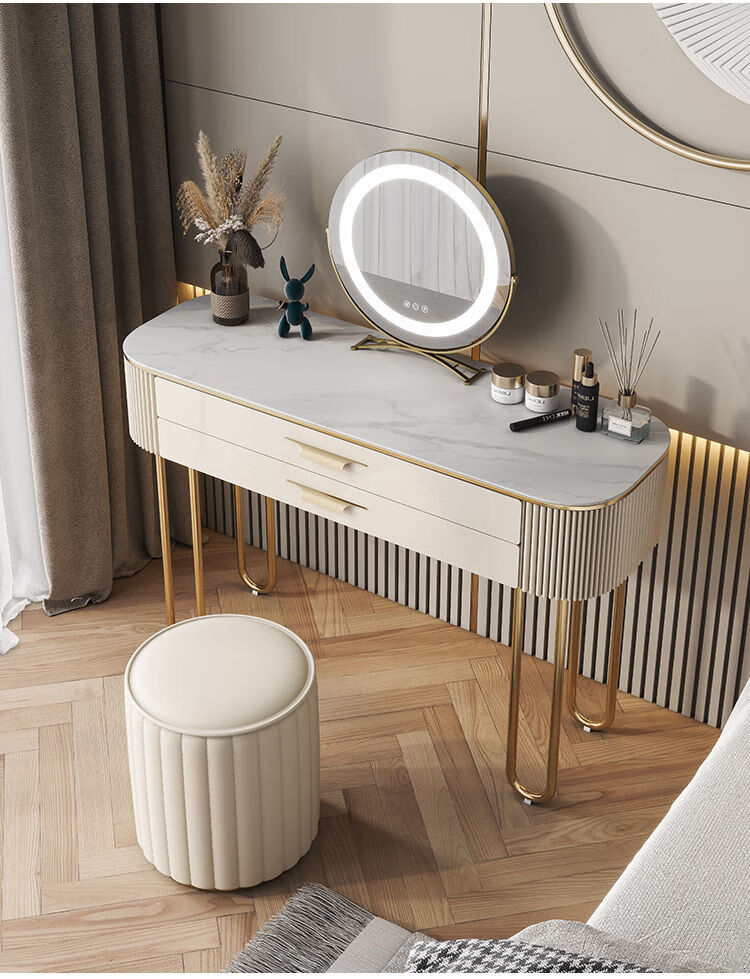 创森小米梳妆台卧室一体现代简约轻奢岩板小户型网红高端化妆桌豪华款