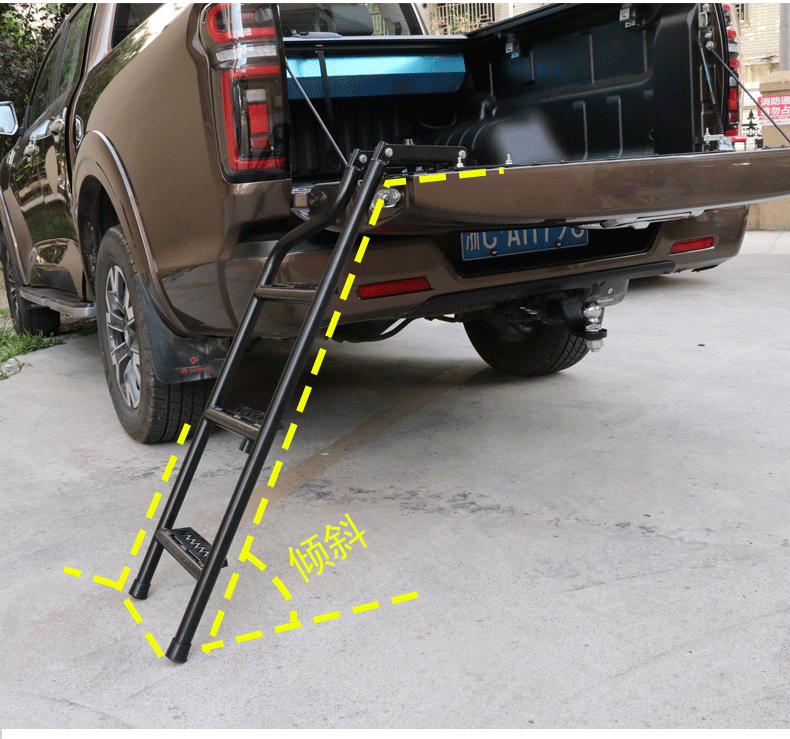 19-22款长城炮改装尾箱尾斗爬梯长城炮皮卡后备箱上车折叠式梯子尾门