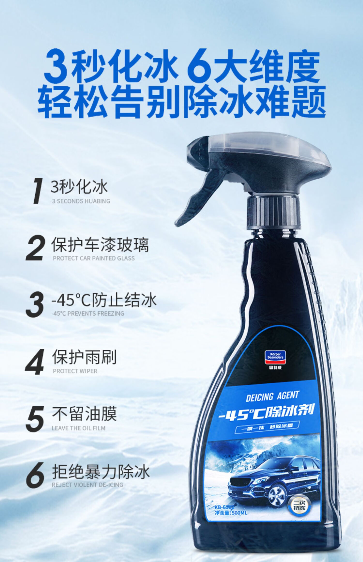固特威 汽车玻璃防雨喷雾融雪除冰剂汽车挡风玻璃除霜冬季车用防结冰