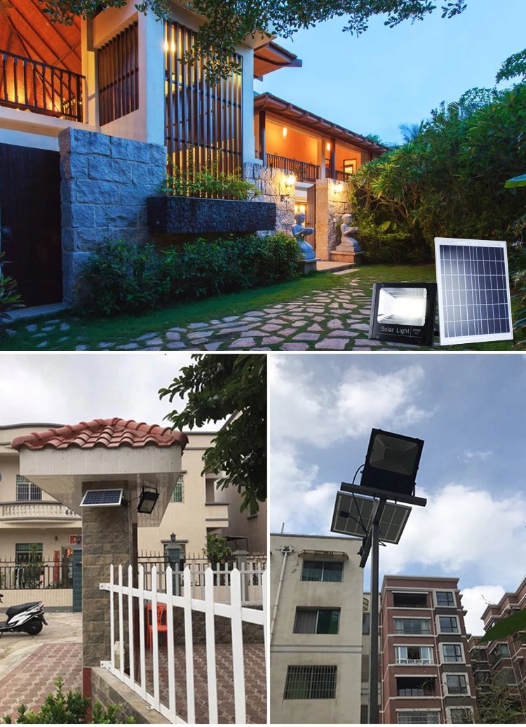 大阳灯太阳能灯户外庭院灯200w投光灯家用新农村室内外照明20w黑刚五