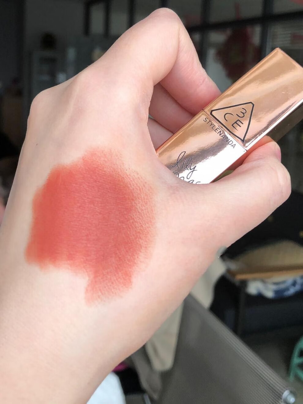 韩国3ce烟管口红908220/116/脏橘色南瓜色烟管哑光3ce亚克力透明