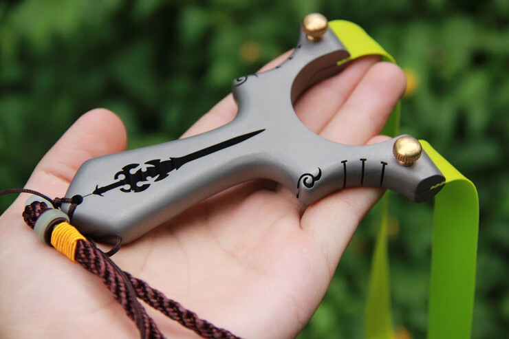 钛合金扁皮弹弓线切割数控21免绑快压夹片专业竞技高端弹弓龙剑按压款