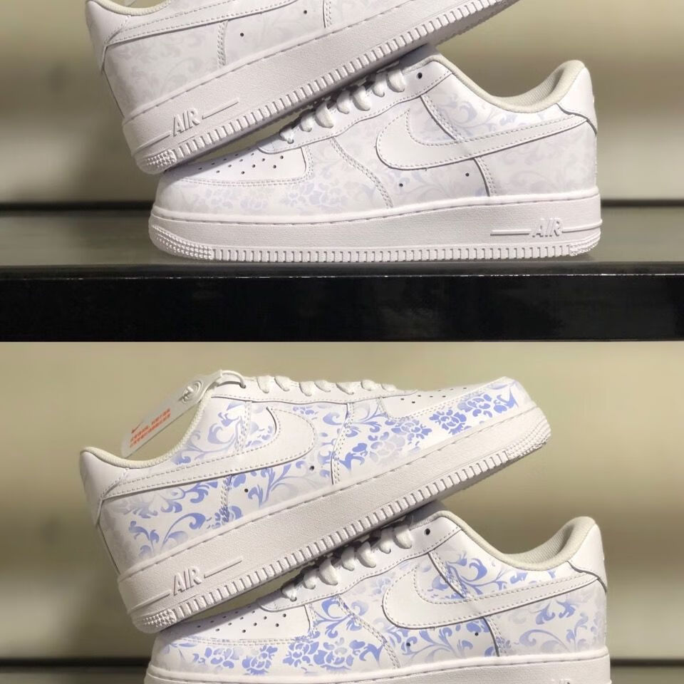 aj空军变色龙感应温变运动休闲空军一号百搭新款精美运动情侣款 青花