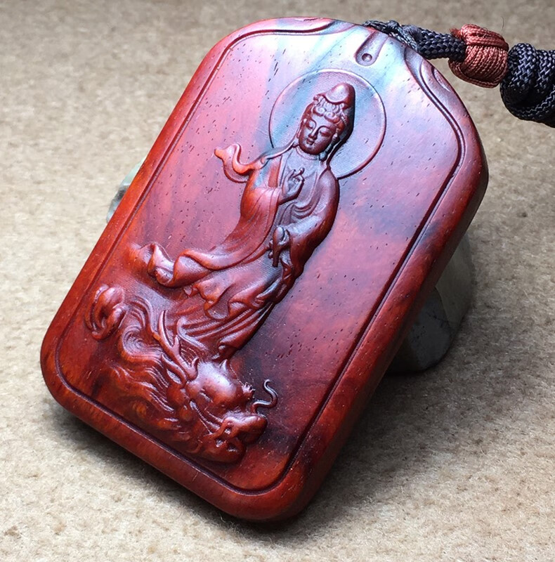 入古 观音印度木雕神像挂牌 木头佛牌文玩挂件工艺品把玩件 观世音