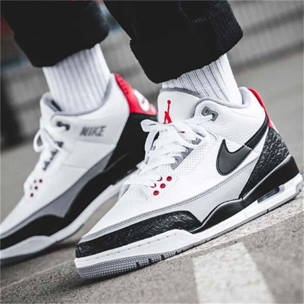 aj3低帮篮球鞋藤原浩北卡蓝学院风白手稿黑紫爆裂纹男女运动鞋aj3 黑