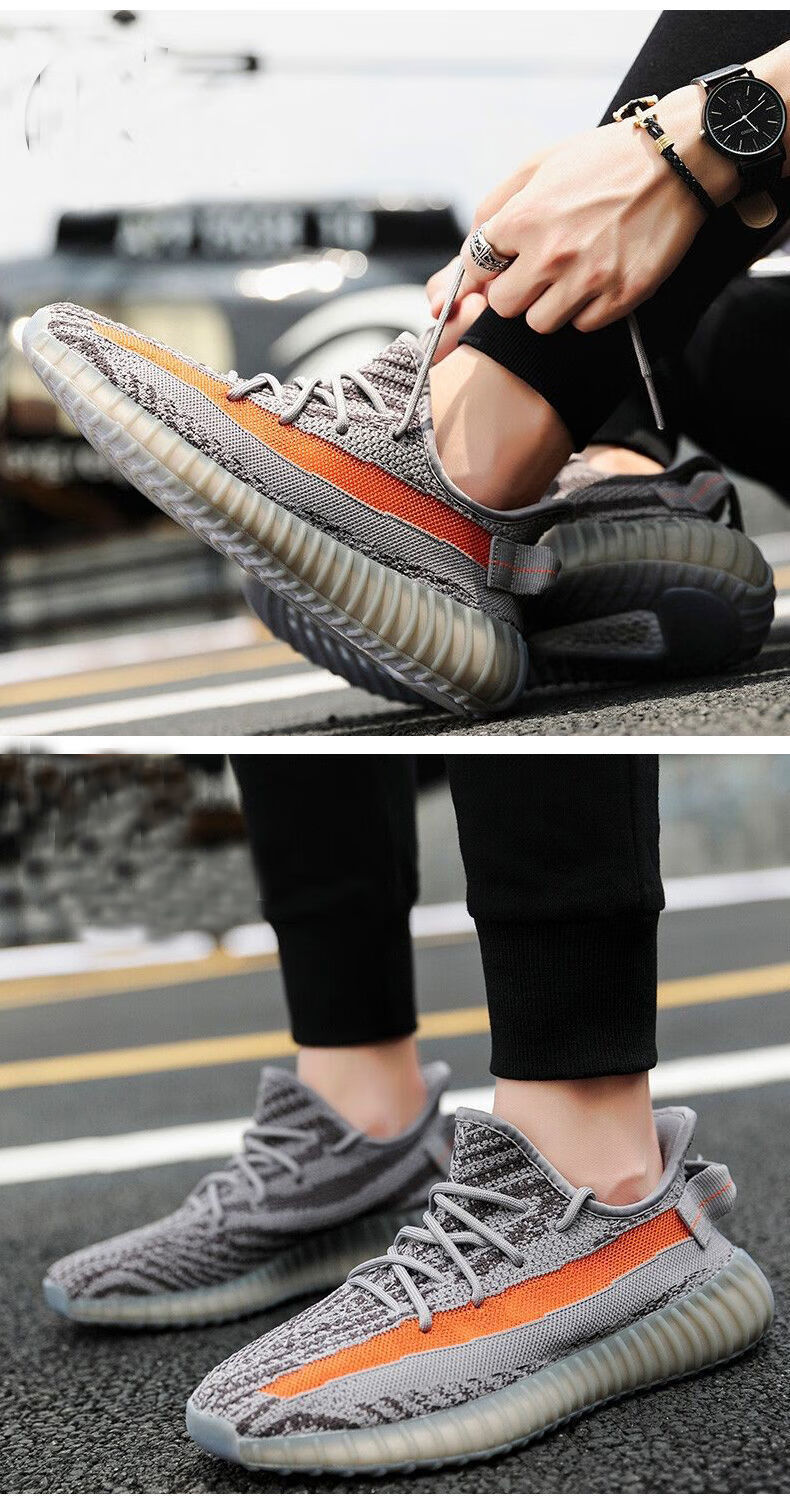 350男女运动跑步椰子鞋子男士591050卡其蓝色爆米花女鞋35码优先发货