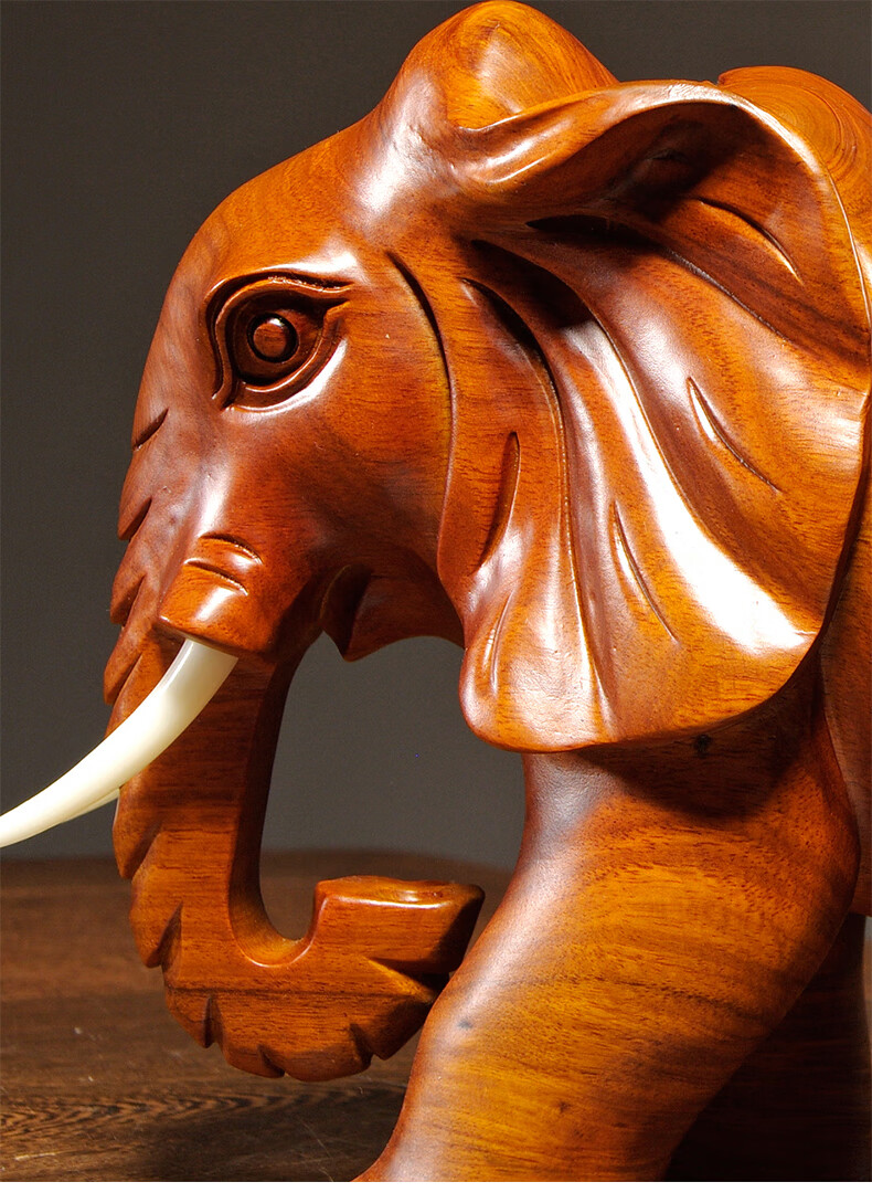 一木代传大象摆件一对木雕工艺品花梨木实木手工摆设客厅玄关电视柜