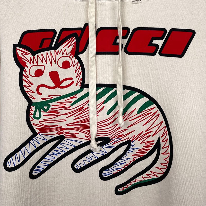 gucci古驰 女士小猫做旧款卫衣 at 印花 s码【图片 价格 品牌 报价】